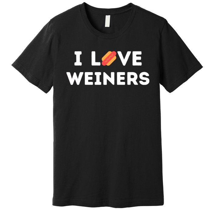 I Love Weiners Frank Sausage Bun Hotdogs Food Premium T-Shirt