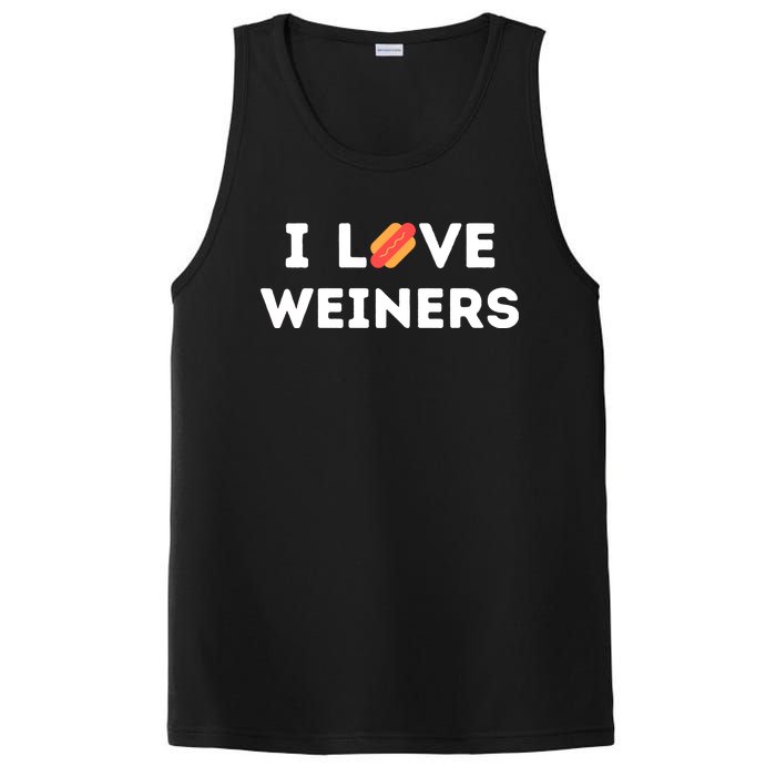 I Love Weiners Frank Sausage Bun Hotdogs Food PosiCharge Competitor Tank