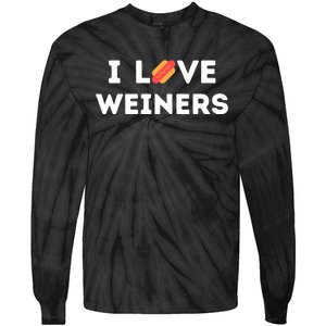 I Love Weiners Frank Sausage Bun Hotdogs Food Tie-Dye Long Sleeve Shirt