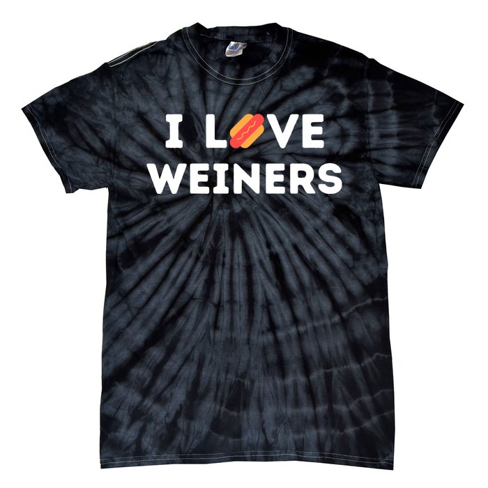 I Love Weiners Frank Sausage Bun Hotdogs Food Tie-Dye T-Shirt