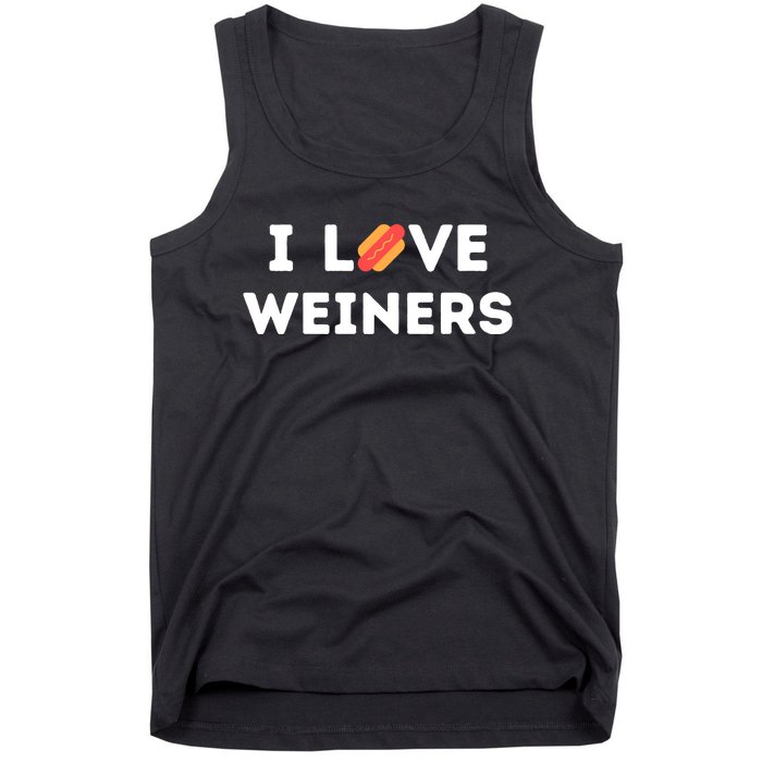 I Love Weiners Frank Sausage Bun Hotdogs Food Tank Top