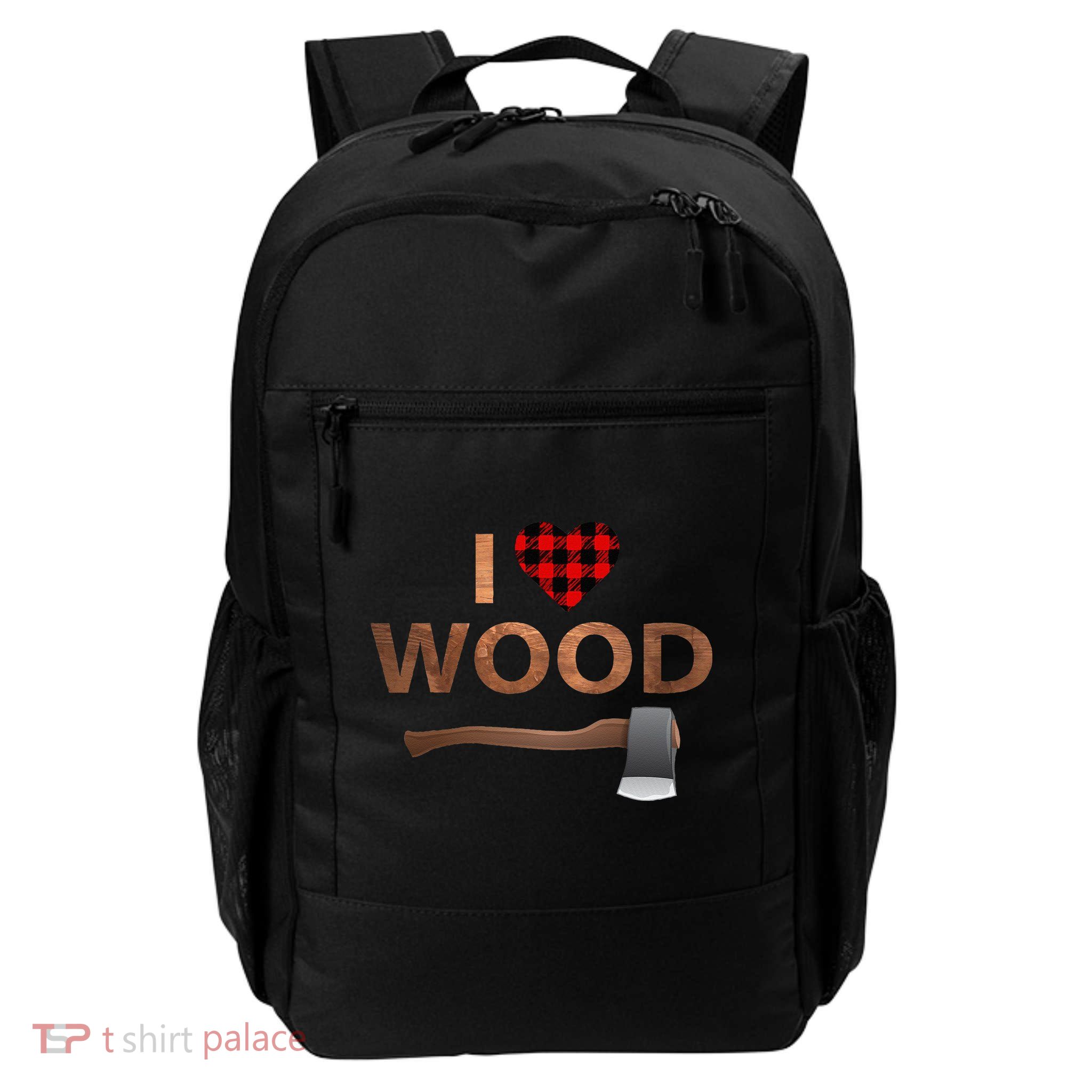 I Love Wood Lumberjack Heart Halloween Party Gift Backpack