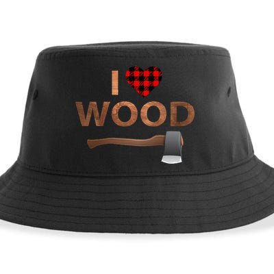 I Love Wood Lumberjack Heart Halloween Party Gift Sustainable Bucket Hat