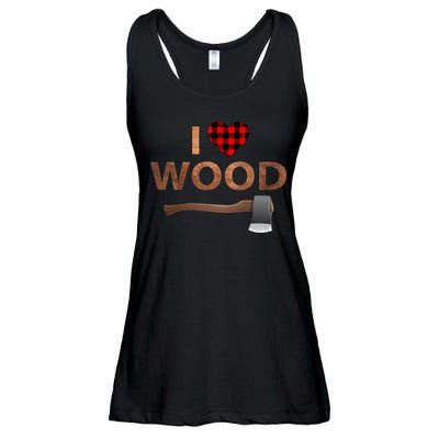 I Love Wood Lumberjack Heart Halloween Party Gift Ladies Essential Flowy Tank