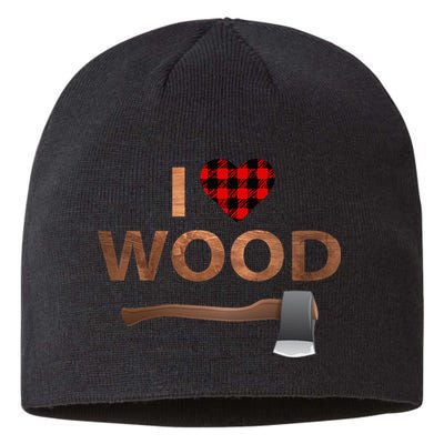I Love Wood Lumberjack Heart Halloween Party Gift Sustainable Beanie