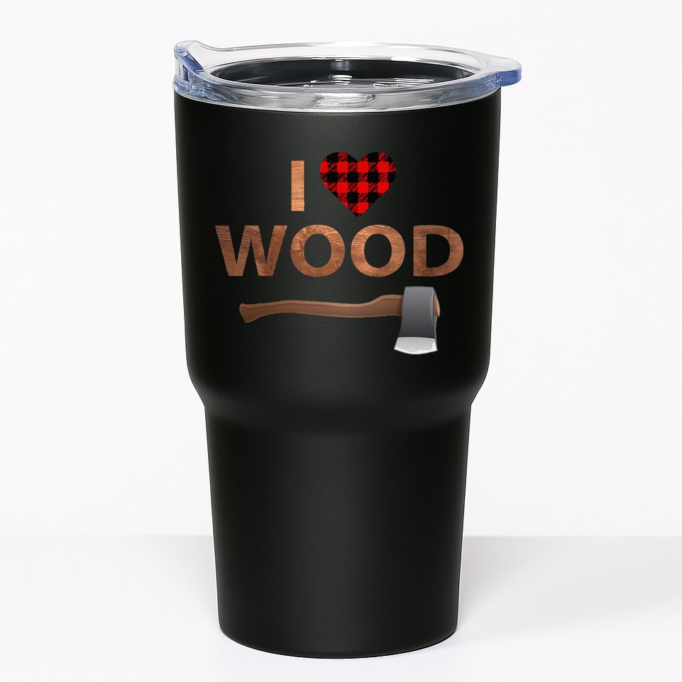 I Love Wood Lumberjack Heart Halloween Party Gift Tumbler