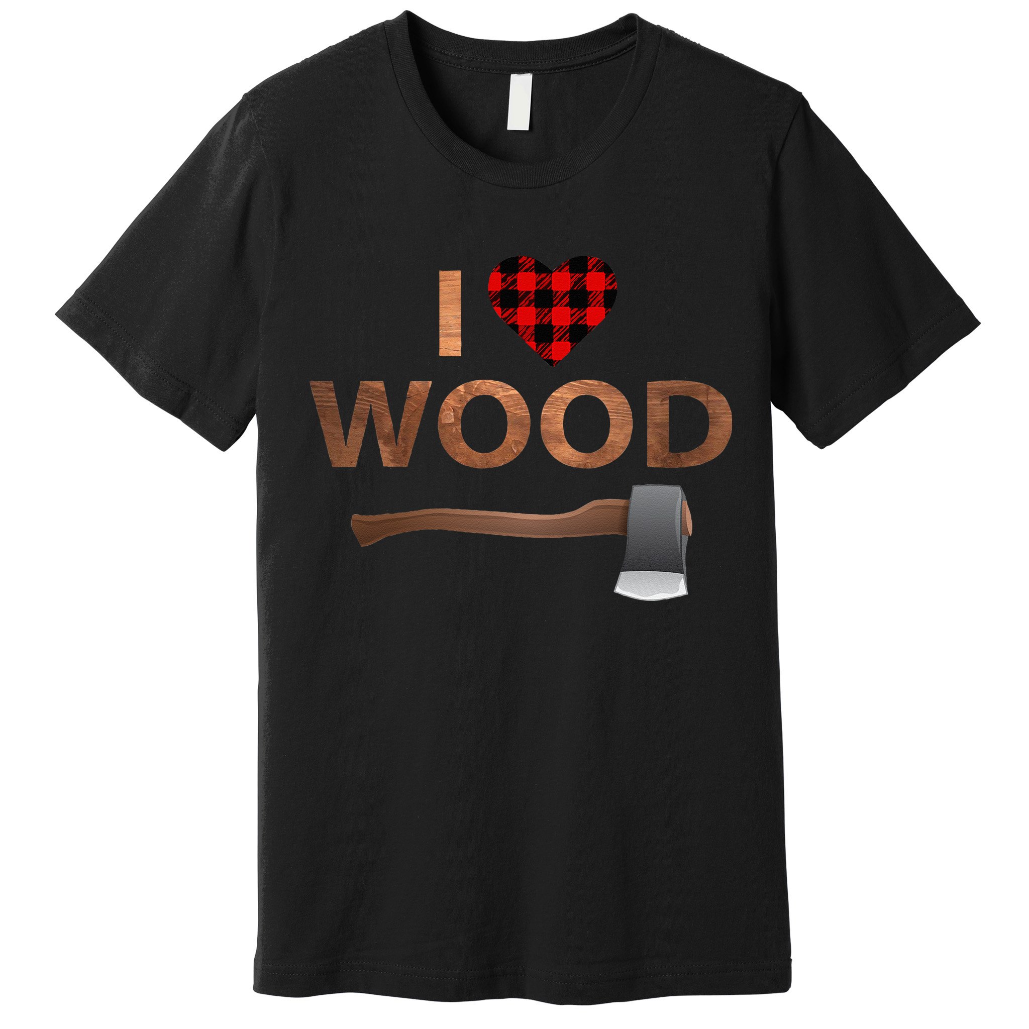 I Love Wood Lumberjack Heart Halloween Party Gift Premium T-Shirt