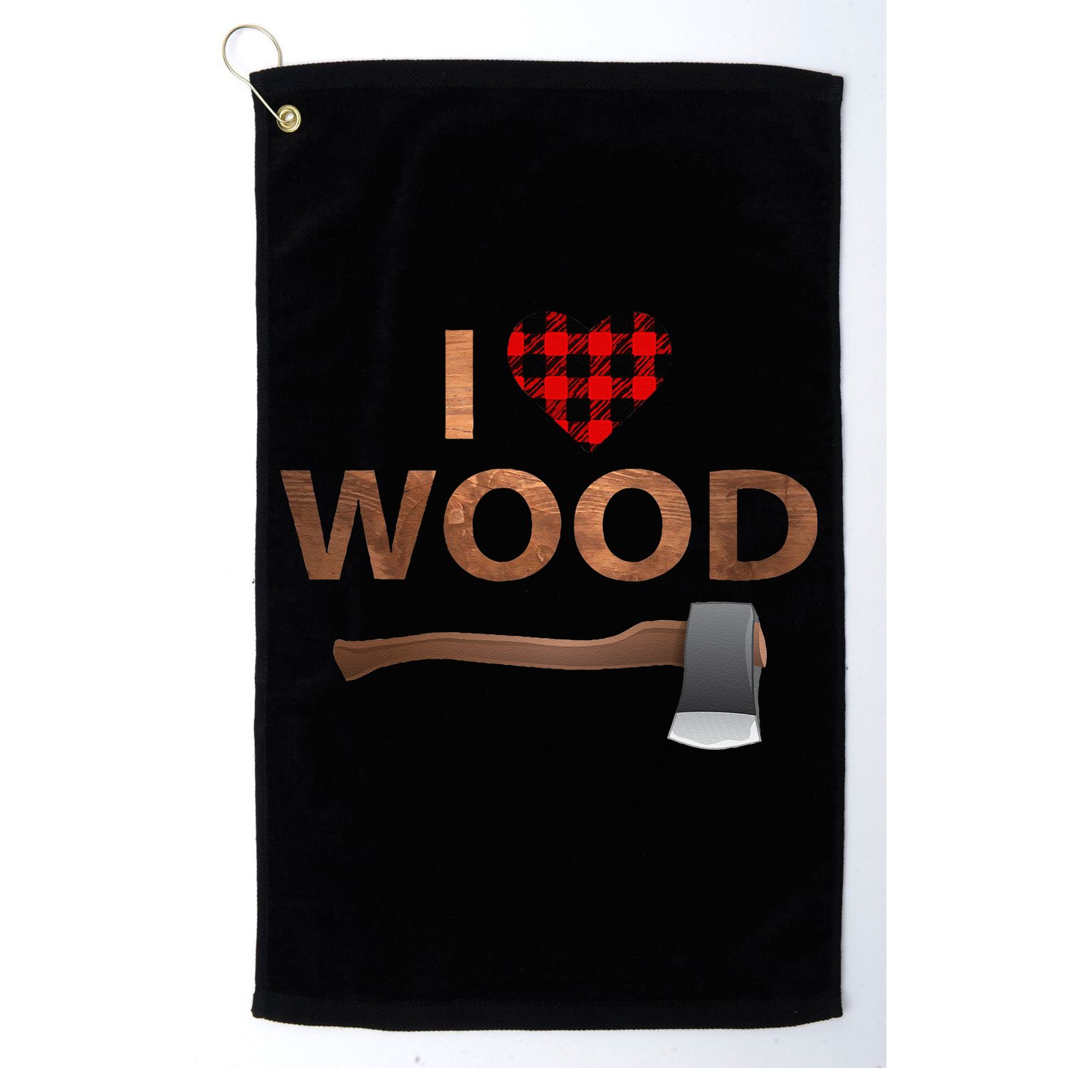 I Love Wood Lumberjack Heart Halloween Party Gift Golf Towel