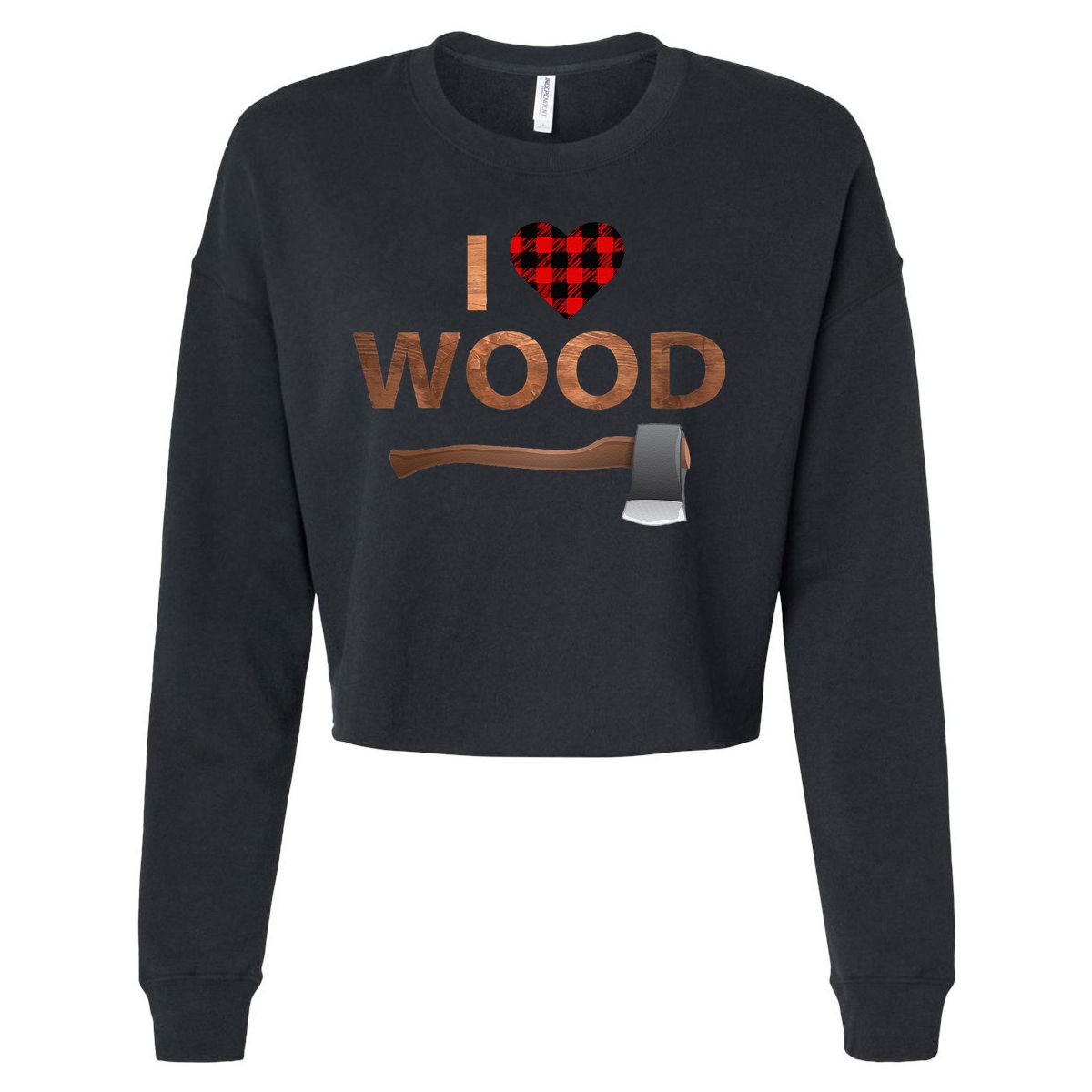 I Love Wood Lumberjack Heart Halloween Party Gift Cropped Pullover Crew