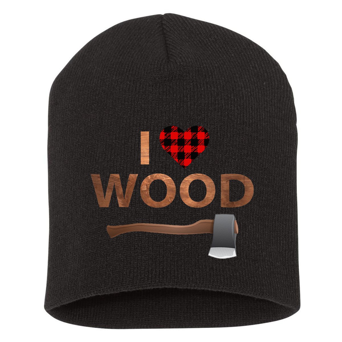 I Love Wood Lumberjack Heart Halloween Party Gift Short Acrylic Beanie