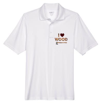 I Love Wood  Lumberjack Heart Halloween Costume  Men's Origin Performance Piqué Polo