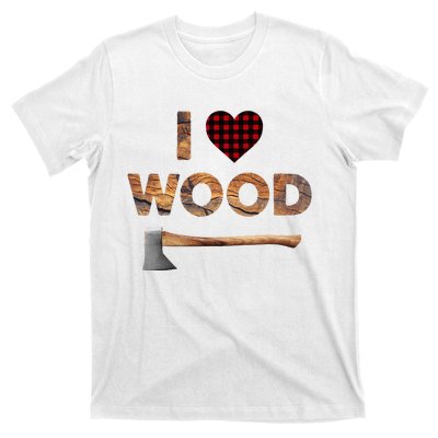 I Love Wood  Lumberjack Heart Halloween Costume  T-Shirt