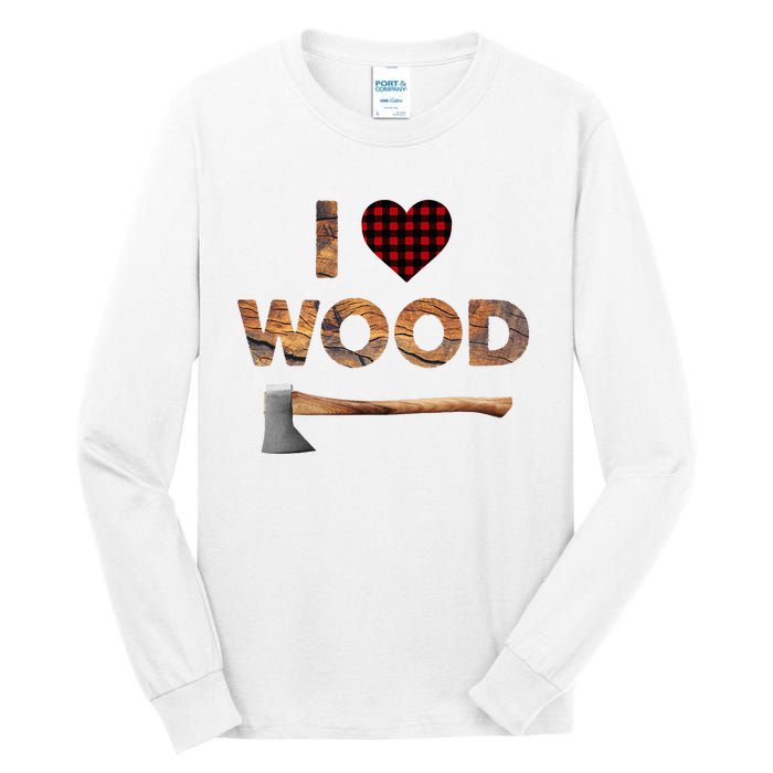 I Love Wood  Lumberjack Heart Halloween Costume  Tall Long Sleeve T-Shirt