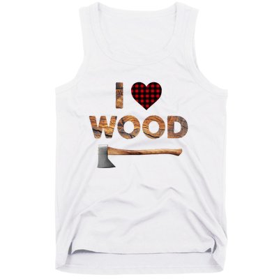 I Love Wood  Lumberjack Heart Halloween Costume  Tank Top