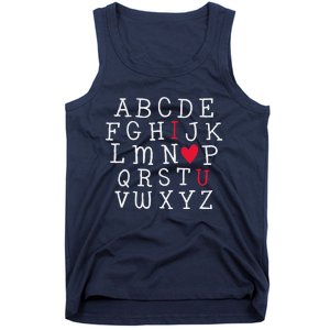 I LOVE YOU Valentines Day Alphabet Teacher Student School Tank Top