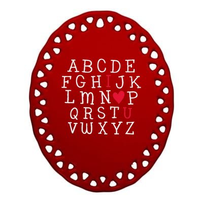 I LOVE YOU Valentines Day Alphabet Teacher Student School Ceramic Oval Ornament