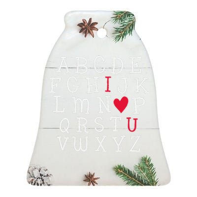 I LOVE YOU Valentines Day Alphabet Teacher Student School Ceramic Bell Ornament