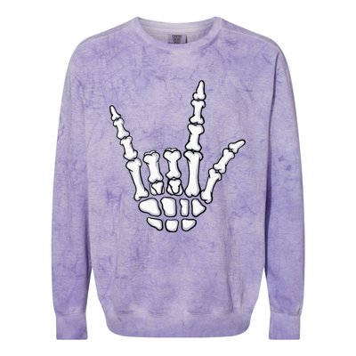 I Love You Sign Language Skeleton Hand ASL Halloween Colorblast Crewneck Sweatshirt