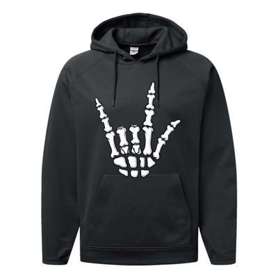 I Love You Sign Language Skeleton Hand ASL Halloween Performance Fleece Hoodie