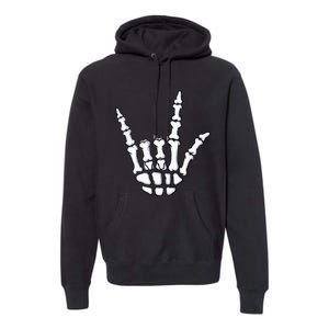 I Love You Sign Language Skeleton Hand ASL Halloween Premium Hoodie