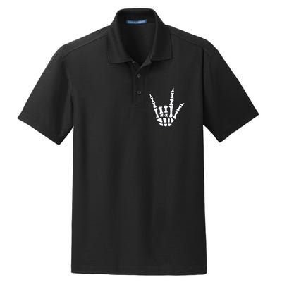 I Love You Sign Language Skeleton Hand ASL Halloween Dry Zone Grid Polo