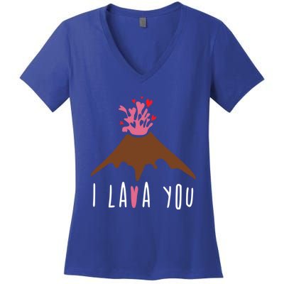 I Lava You Gift Volcanologist Geologist Valentines Day Gift Funny Gift Women's V-Neck T-Shirt