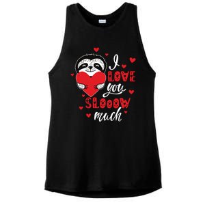 I Love You So Much Cute Sloth Valentines Day Gift Ladies PosiCharge Tri-Blend Wicking Tank