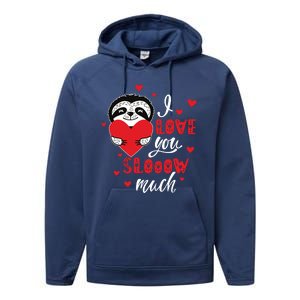 I Love You So Much Cute Sloth Valentines Day Gift Performance Fleece Hoodie