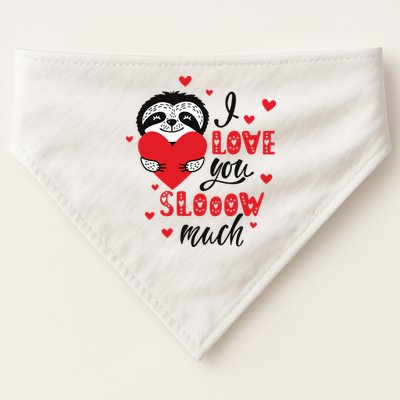 I Love You So Much Cute Sloth Valentines Day Gift USA-Made Doggie Bandana
