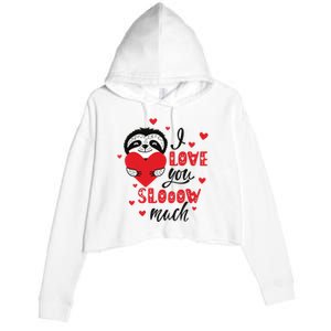 I Love You So Much Cute Sloth Valentines Day Gift Crop Fleece Hoodie