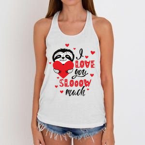 I Love You So Much Cute Sloth Valentines Day Gift Women's Knotted Racerback Tank