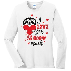 I Love You So Much Cute Sloth Valentines Day Gift Ladies Long Sleeve Shirt