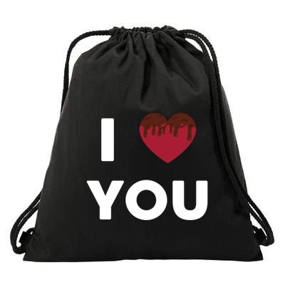 I Love You Heart Shape Covered With Chocolate Valentines Gift Drawstring Bag