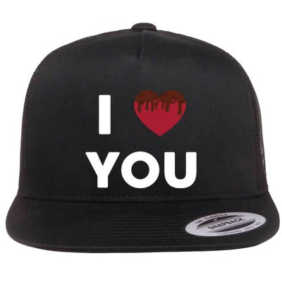 I Love You Heart Shape Covered With Chocolate Valentines Gift Flatbill Hat