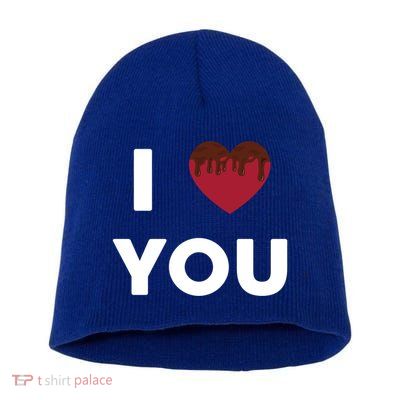 I Love You Heart Shape Covered With Chocolate Valentines Gift Short Acrylic Beanie