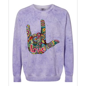 I Love You American Sign Language Gift Colorblast Crewneck Sweatshirt