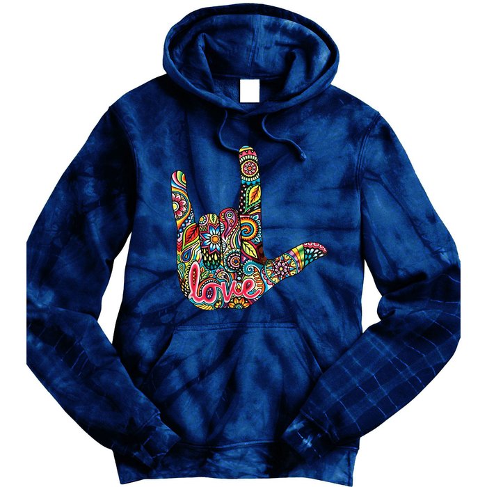 I Love You American Sign Language Gift Tie Dye Hoodie