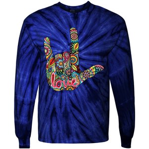 I Love You American Sign Language Gift Tie-Dye Long Sleeve Shirt