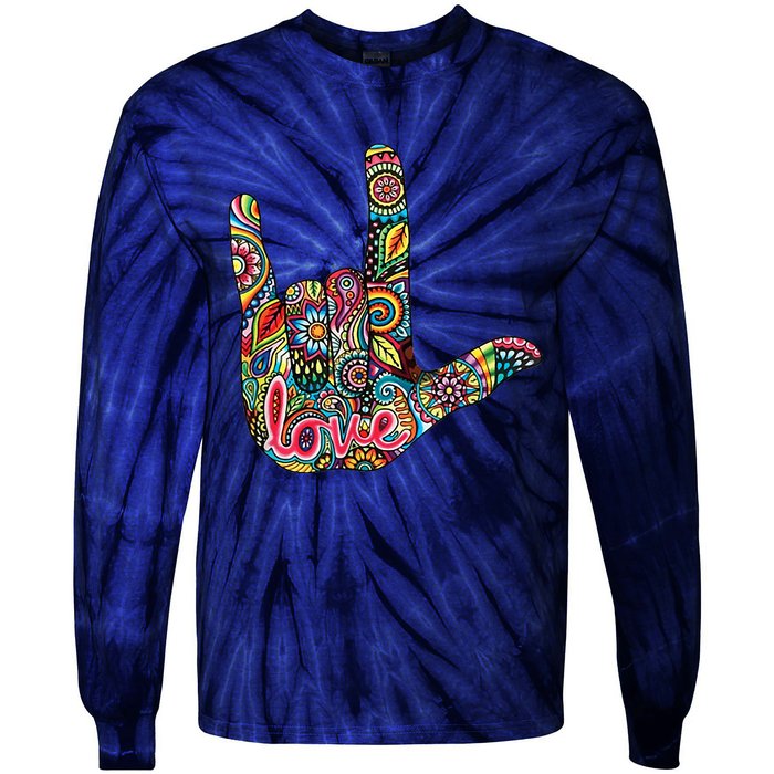 I Love You American Sign Language Gift Tie-Dye Long Sleeve Shirt