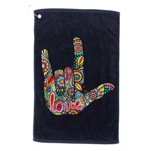 I Love You American Sign Language Gift Platinum Collection Golf Towel