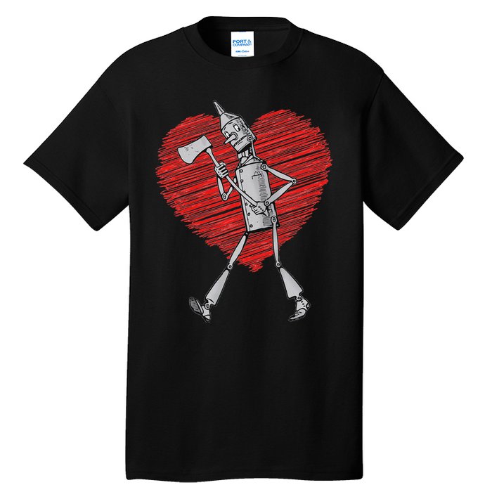 I Love You Wizard Of Oz Tin Man Scribble Heart Tall T-Shirt