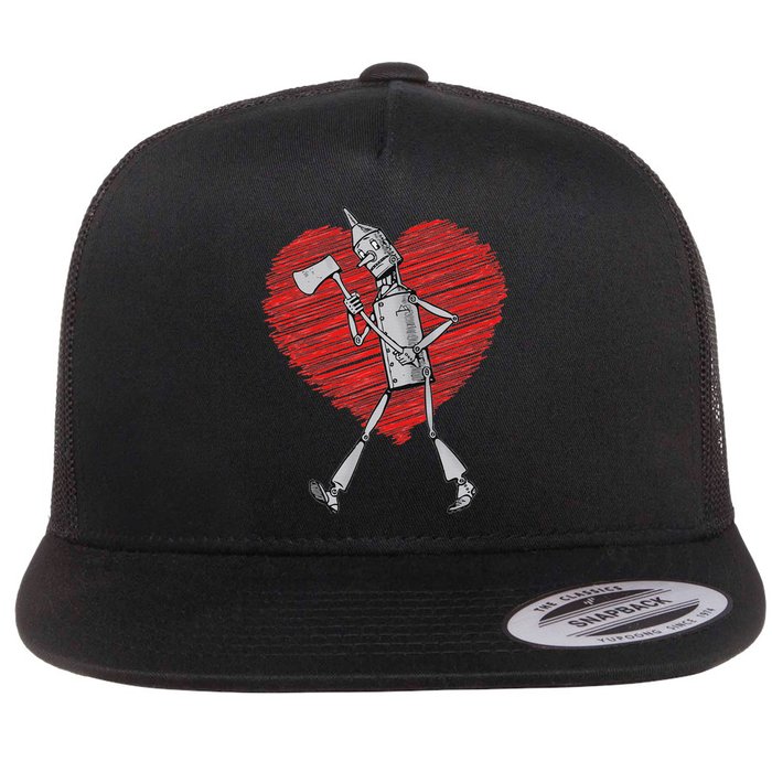 I Love You Wizard Of Oz Tin Man Scribble Heart Flat Bill Trucker Hat