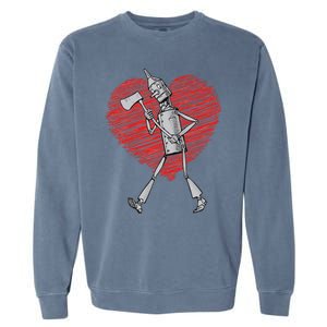 I Love You Wizard Of Oz Tin Man Scribble Heart Garment-Dyed Sweatshirt