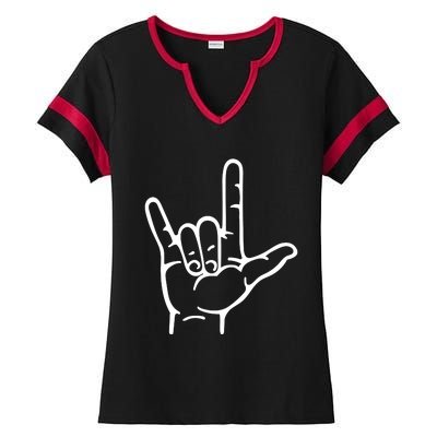 I Love You Sign ASL Ladies Halftime Notch Neck Tee