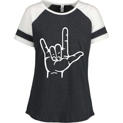 I Love You Sign ASL Enza Ladies Jersey Colorblock Tee