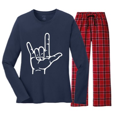 I Love You Sign ASL Women's Long Sleeve Flannel Pajama Set 