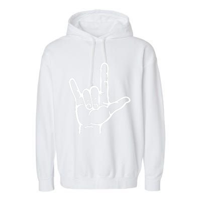 I Love You Sign ASL Garment-Dyed Fleece Hoodie