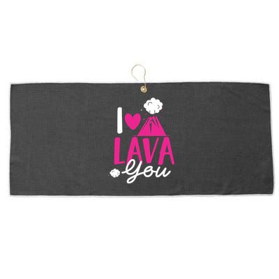 I Lava You Volcano Geologist Humor Valentines Day Gift Large Microfiber Waffle Golf Towel