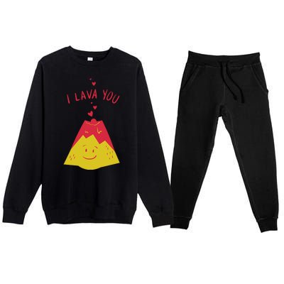 I Lava You Cute Funny Romantic Gift Premium Crewneck Sweatsuit Set