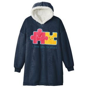 I Love You To Pieces Cute Puzzle Hooded Wearable Blanket